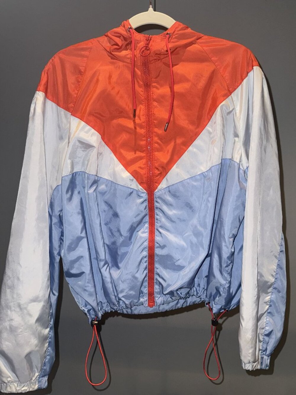 H&M Divided Colorblock Windbreaker Jacket Orange Blue White Size L